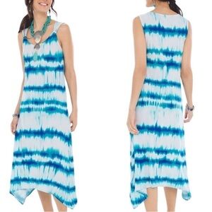 Chicos Tie-Dye Printed Shoulder-Detail Dress NWT